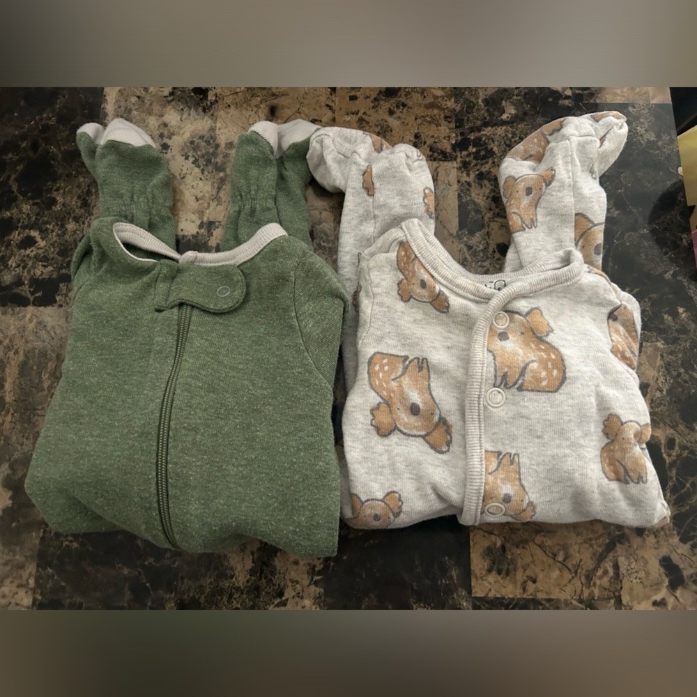 Green and Gray Baby Onesies